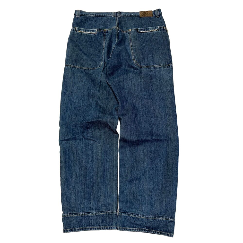 Karl Kani Jeans Mens 38x34(32) Blue Baggy Vintage Relaxed Fit Hip Hop Streetwear
